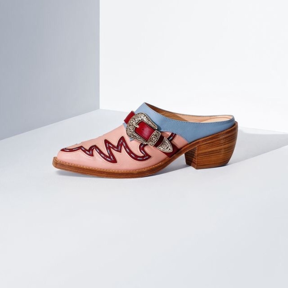 Hilfiger runway collection, cowboy western mules